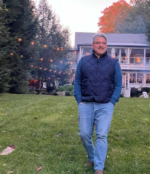 man walking on the grass